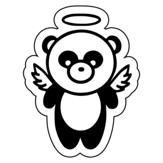Angel Panda Wings Sticker (Black)